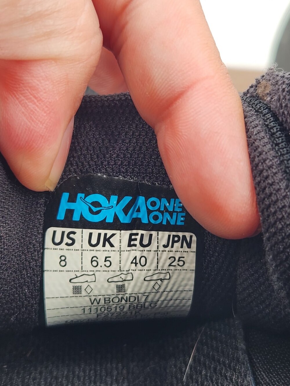 Hoka One‎ One Bondi 7 Black Sz8 Women'sAthleisure, gym,hiking, running. - Picture 7 of 9